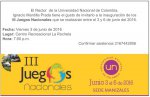 Tarjeta invitacion Juegos Nacionales